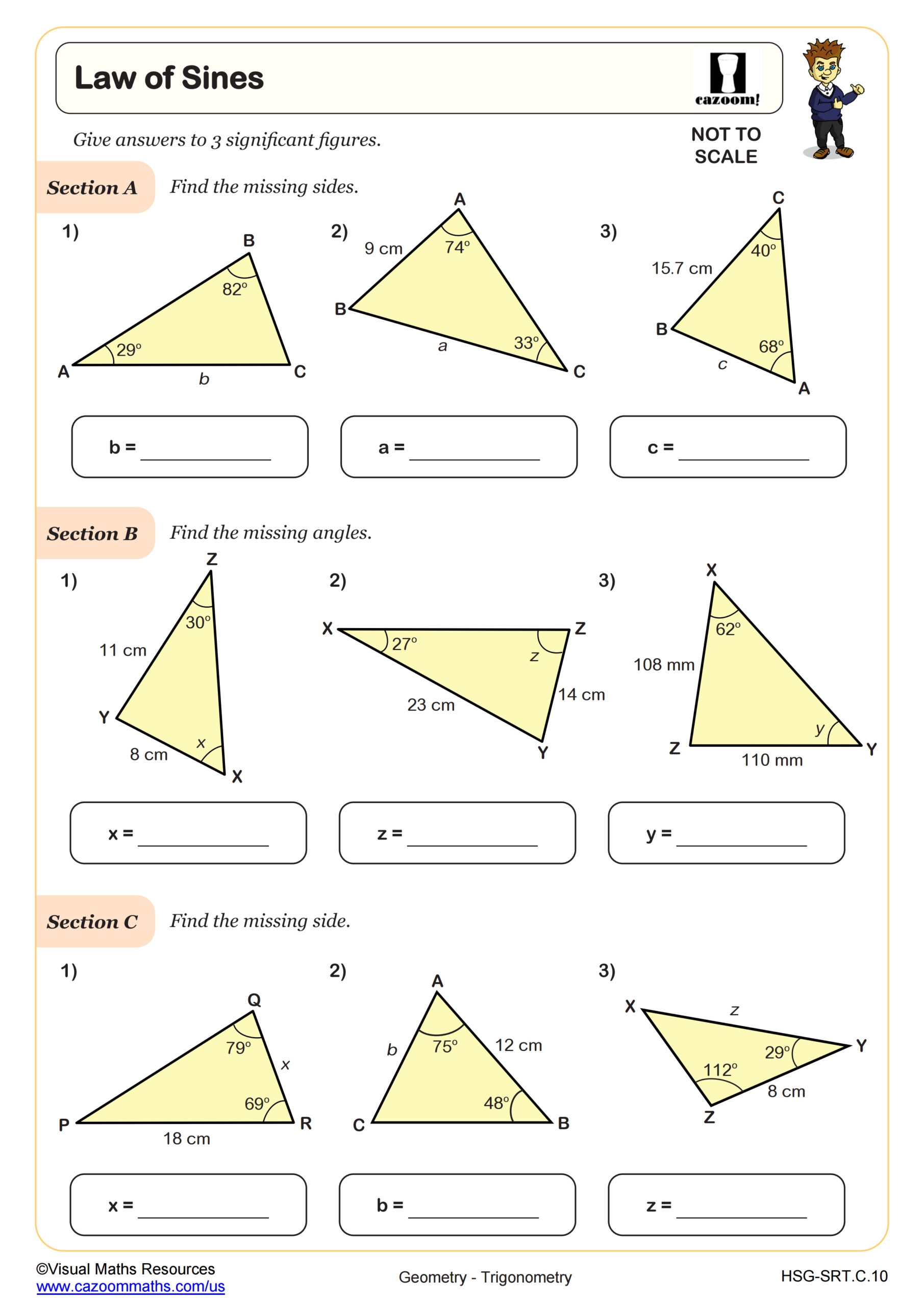 Law Of Sines Worksheet PDF Printable Geometry Worksheet Worksheets 