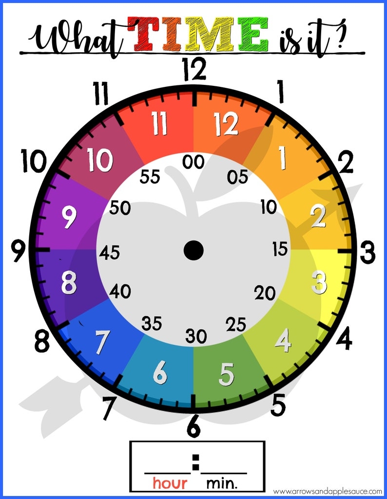 free printable learning clock template