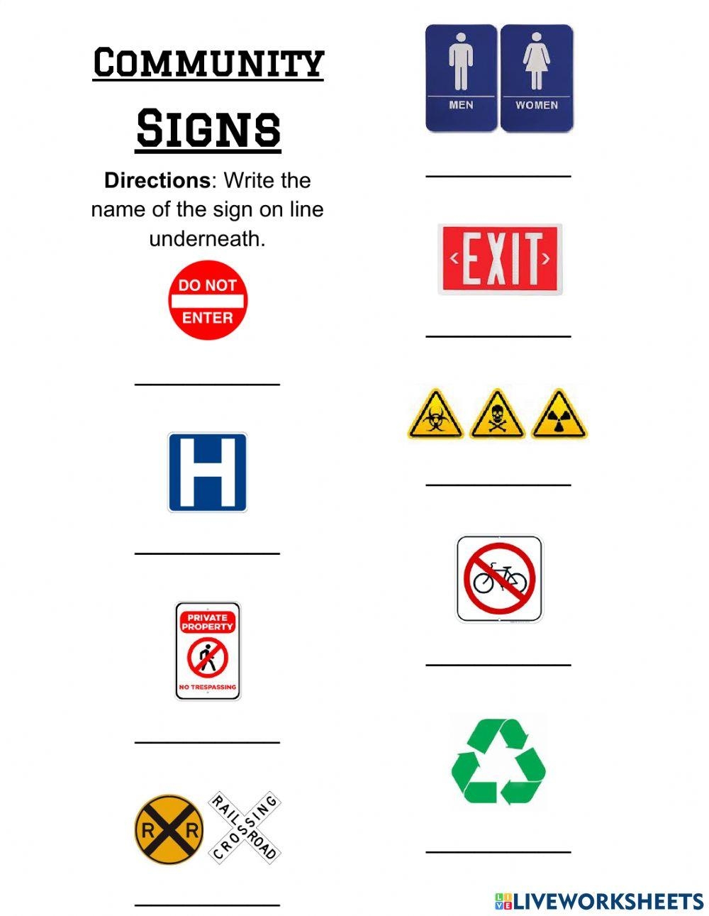 Life Skills Community Safety Signs Printable Worksheets Special 