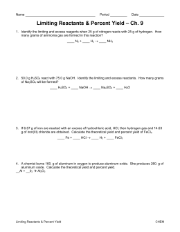 Limiting Reactants Worksheet