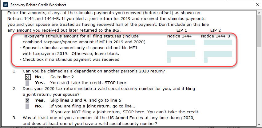 Line 30 Recovery Rebate Credit Worksheet Recovery Rebate