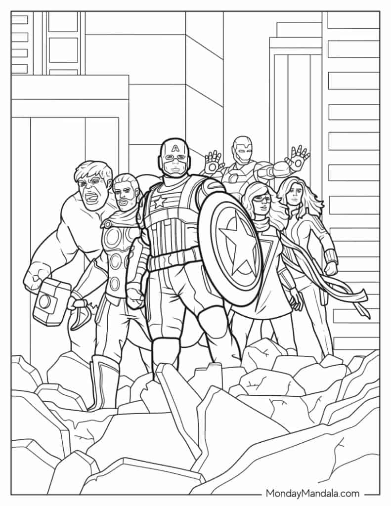 Long Coloring Pages Marvel