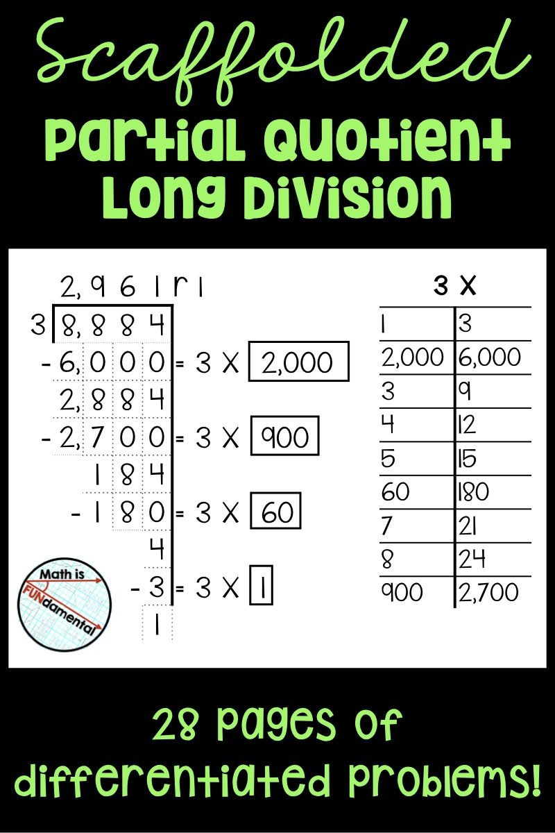 Long Division Partial Quotients Worksheets Long Division Worksheets