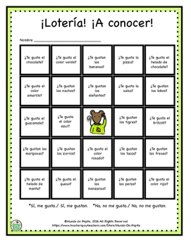 Loteria Printable Game Board Featuring Gustar By Mundo De Pepita