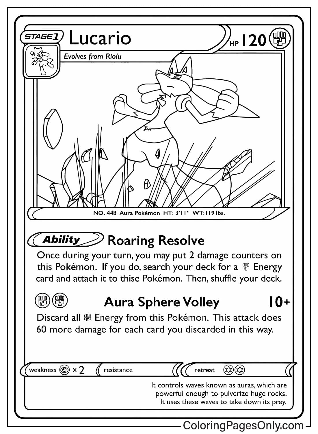 Lucario Card Coloring Page Free Printable Coloring Pages