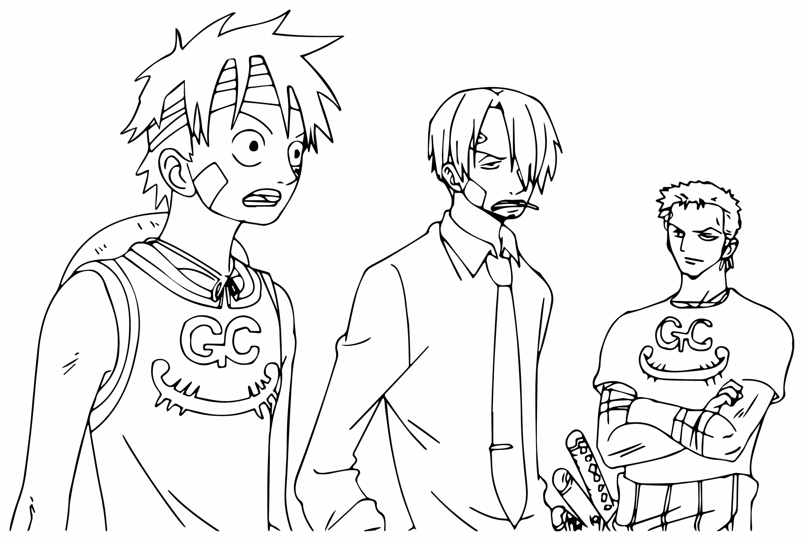 Luffy Sanji Zoro Coloring Page Free Printable Coloring Pages