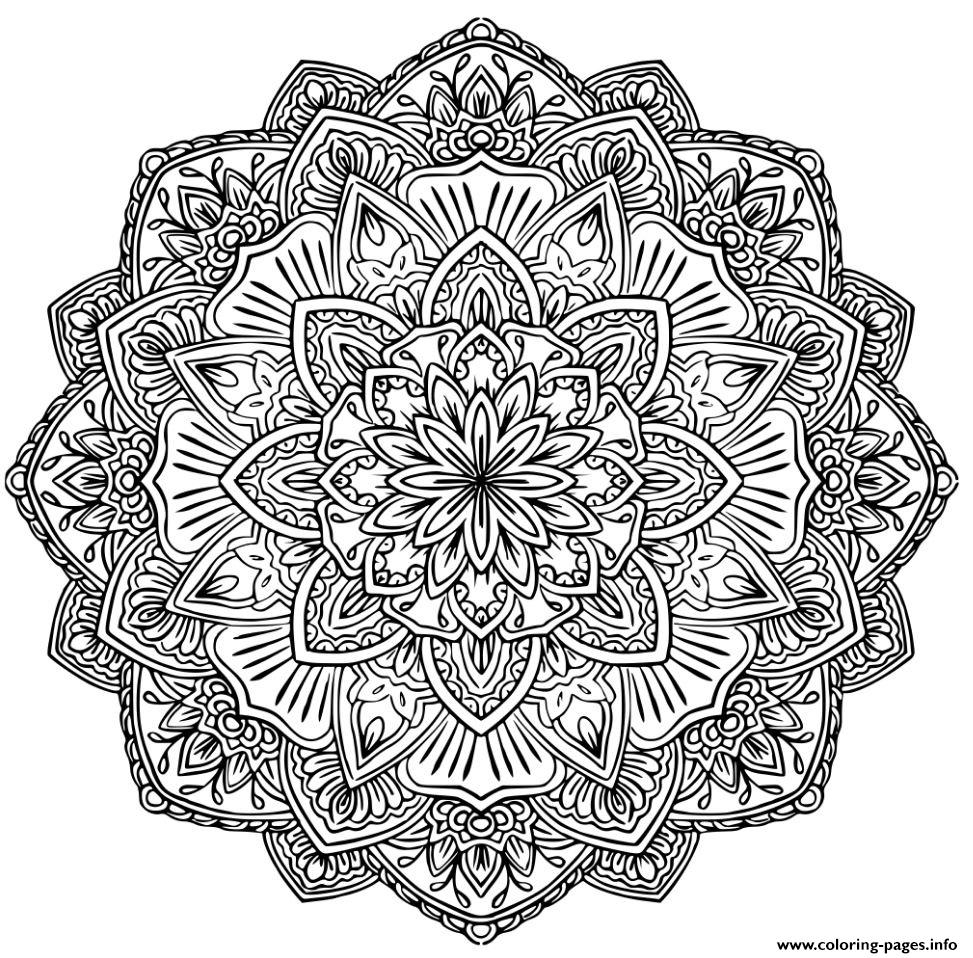 Mandala Adult Complex Flowers Coloring Page Printable
