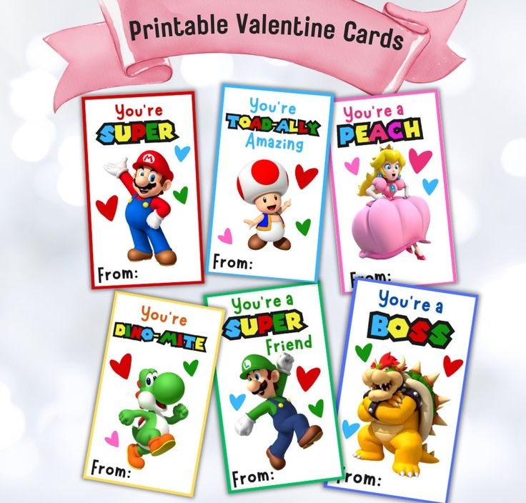 Mario Valentine Cards Super Mario Valentine 39 s Day Cards Printable 