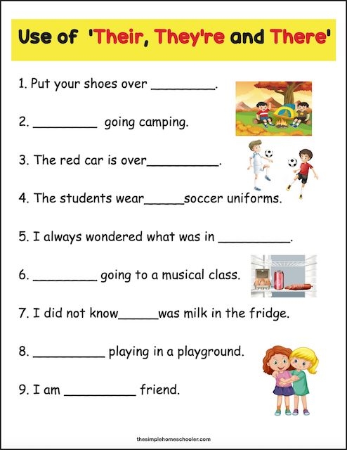 they're their and there worksheet