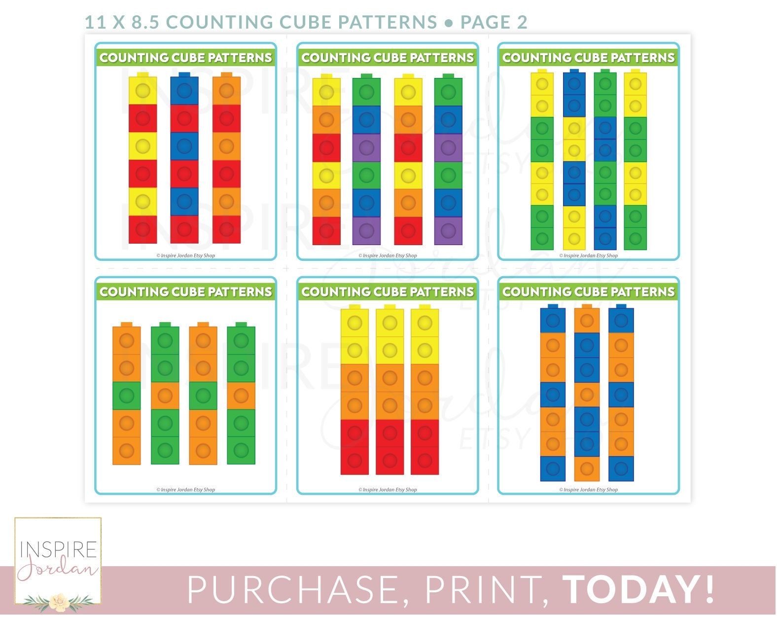 Math Flashcards For Kids Learn Patterns With Unifix Snap Cubes 