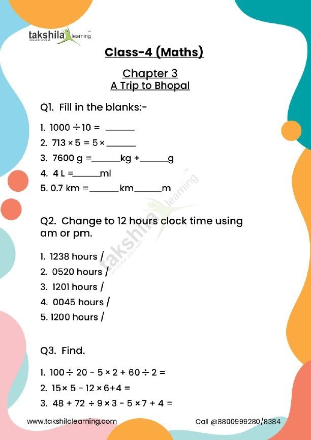 Maths Worksheet For Class 4 Download Ncert Maths Worksheet Artofit