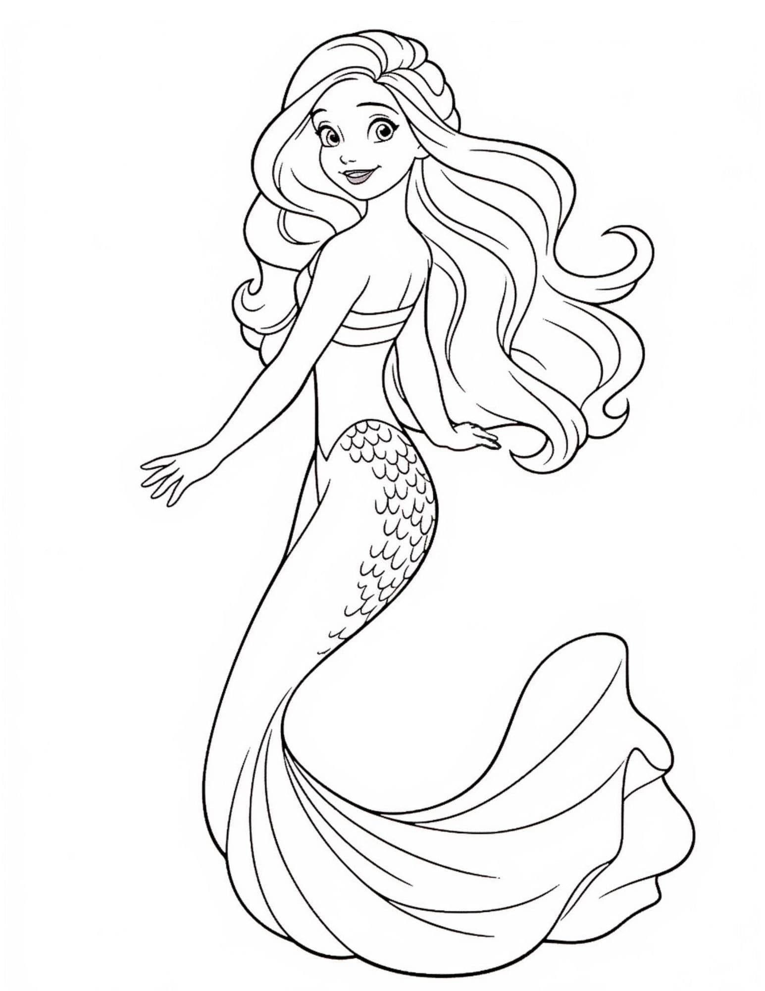 Pretty Mermaid Coloring Pages