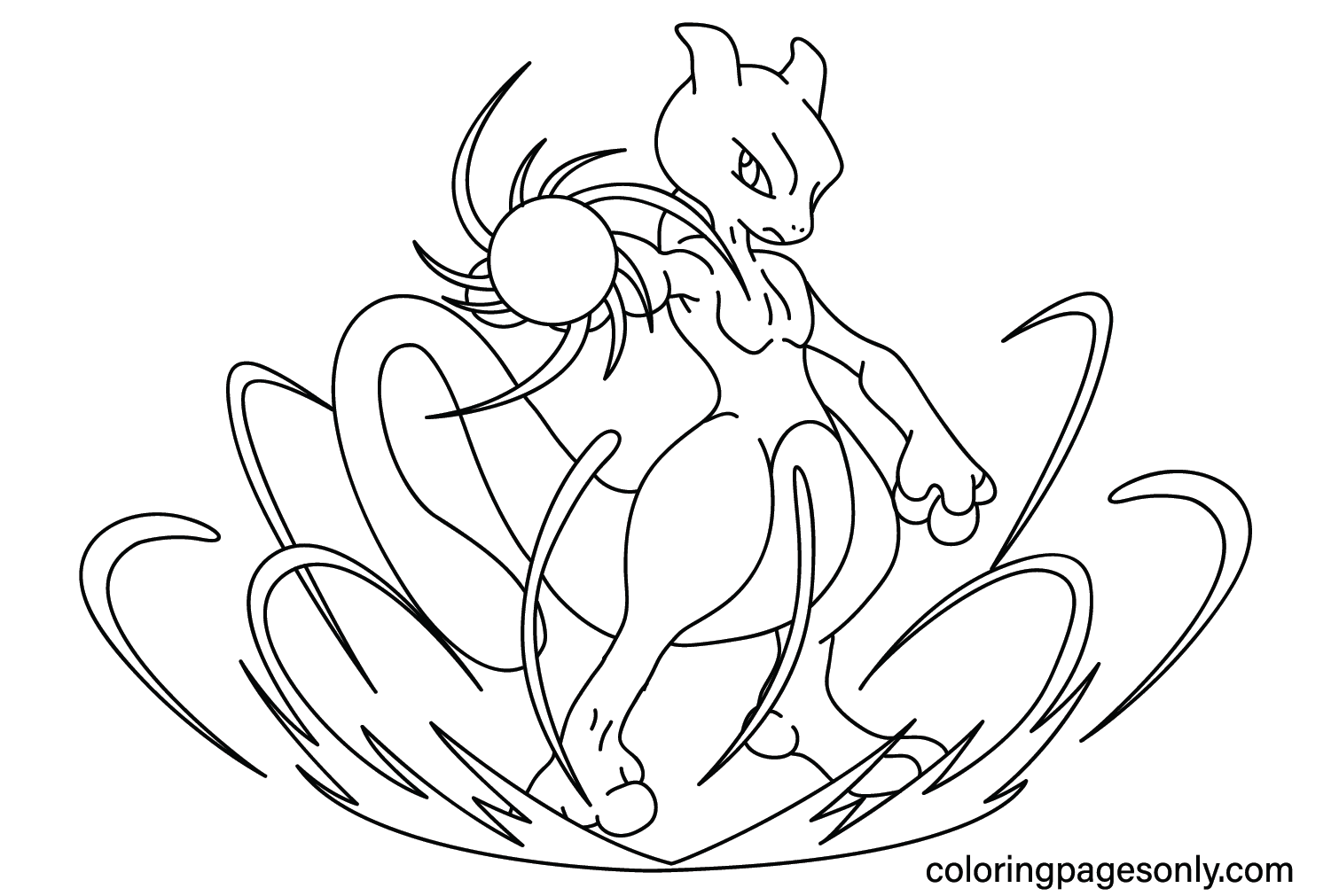 Mewtwo Picture To Color Free Printable Coloring Pages