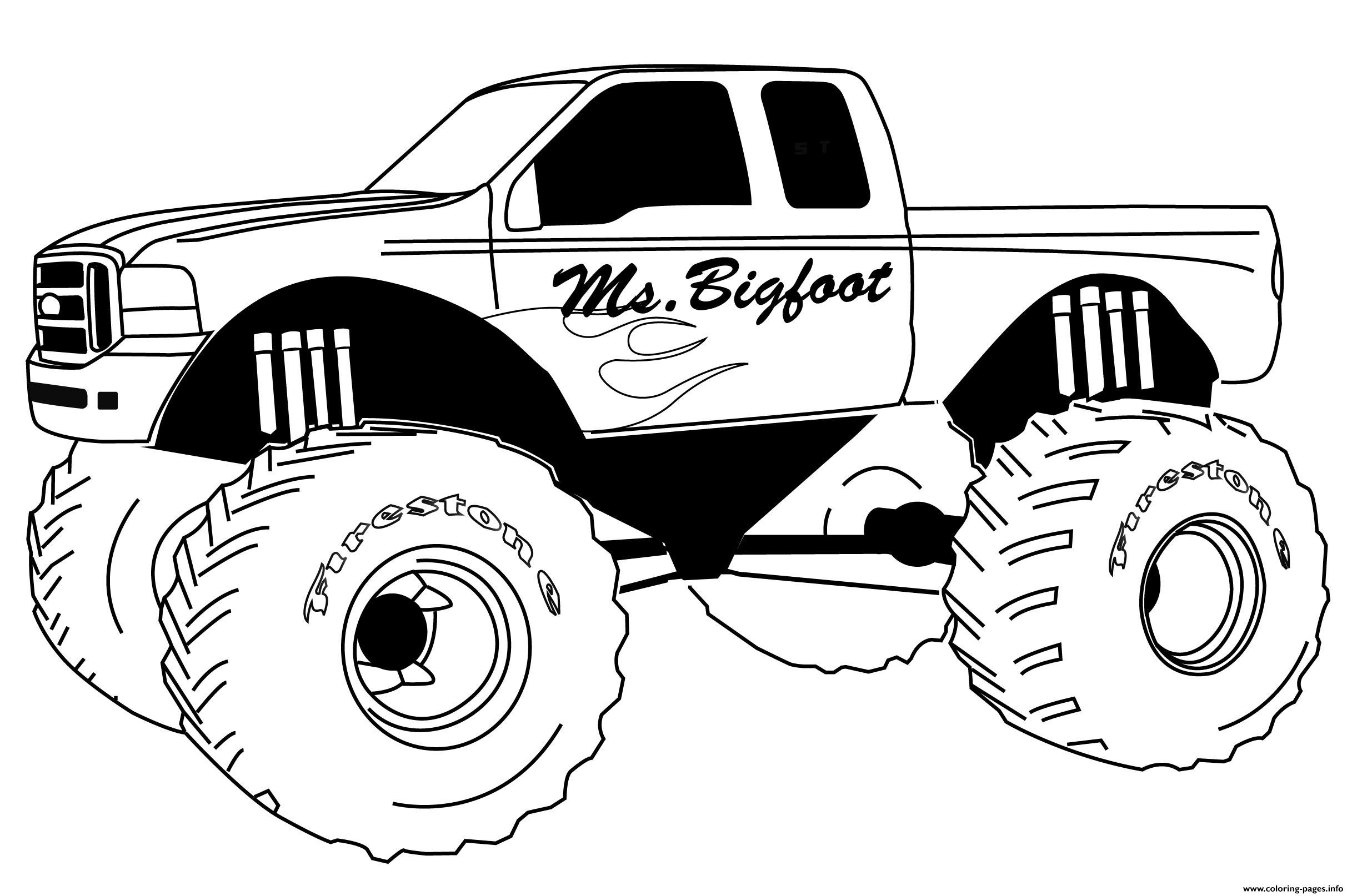 Monster Truck Big Foot Coloring Page Printable