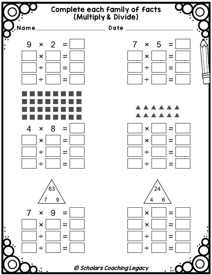 fact family worksheets multiplication and division pdf