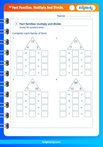 Multiplication And Division Fact Family Worksheets Worksheets Library