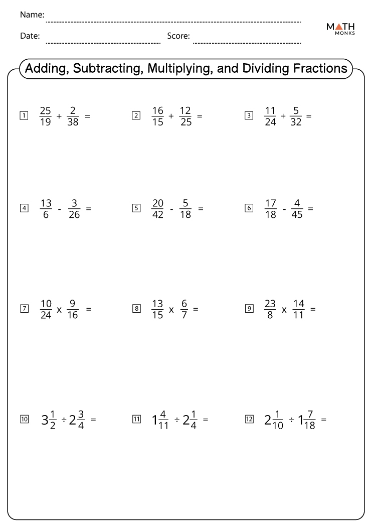 division and fractions worksheets