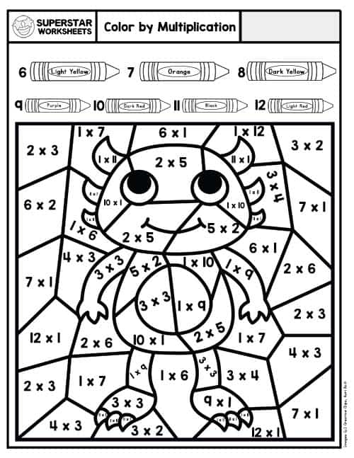 Multiplication Color By Number Worksheet Pack Teach Starter 