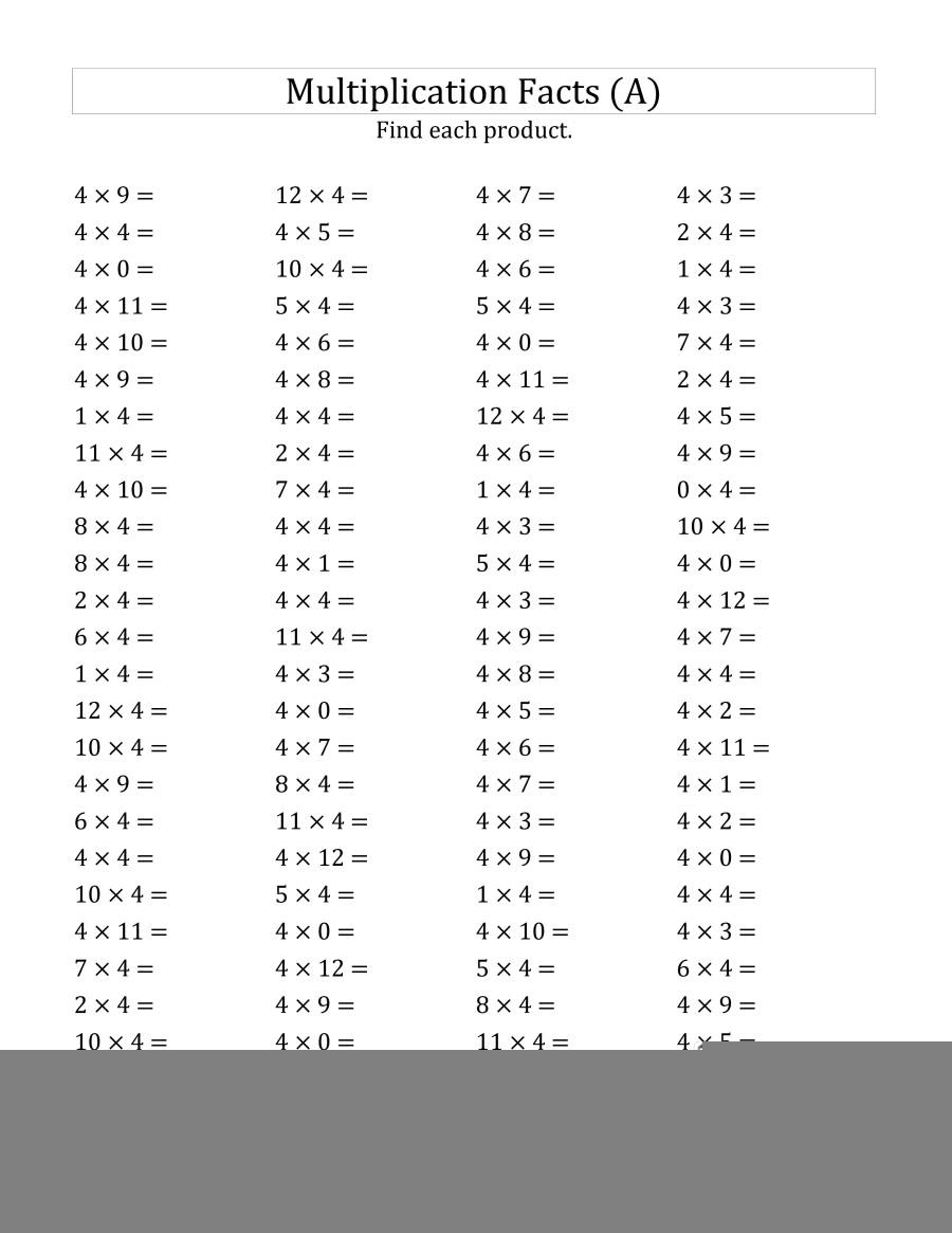 4s multiplication worksheets