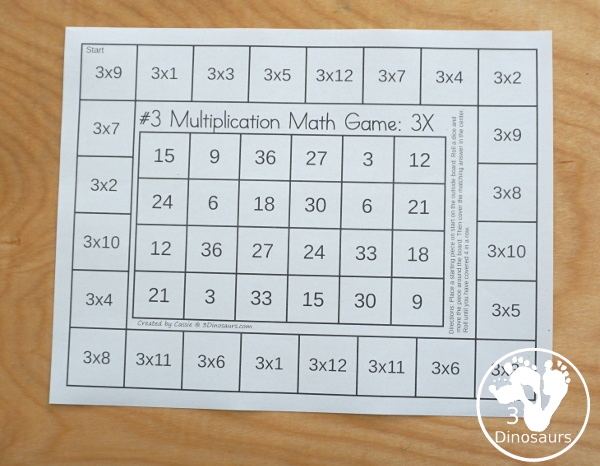 Multiplication Squares Game Board Printable