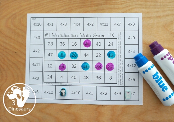 Multiplication Squares Game Board Printable
