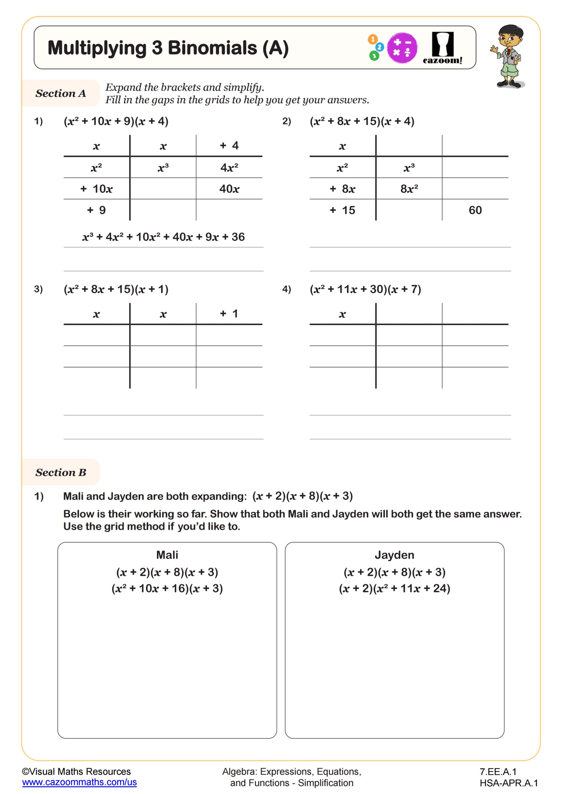 Multiplying Monomials FOIL Method Worksheets Library