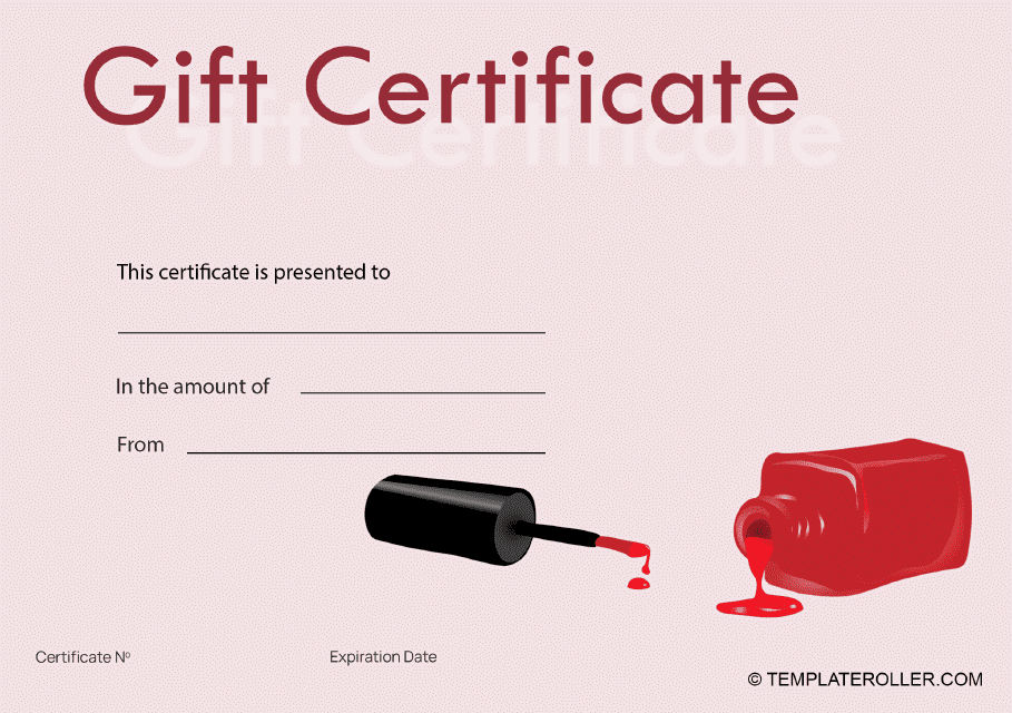 Nail Gift Certificate Template Beige Download Printable PDF