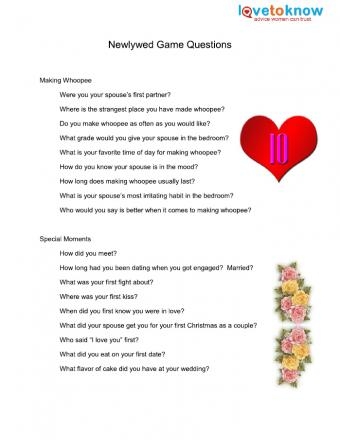 Newlywed Game Questions Printable