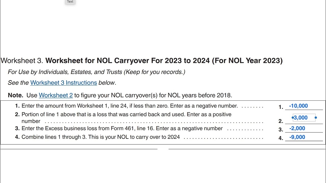 carryover worksheet