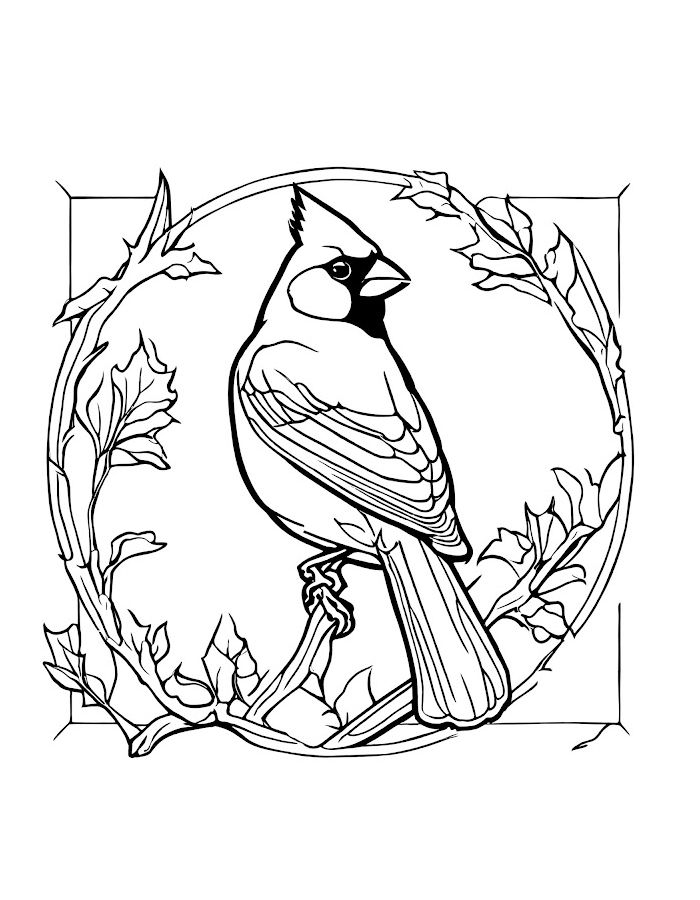 Northern Cardinal Coloring Page