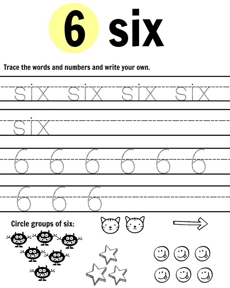 worksheets for the number 6