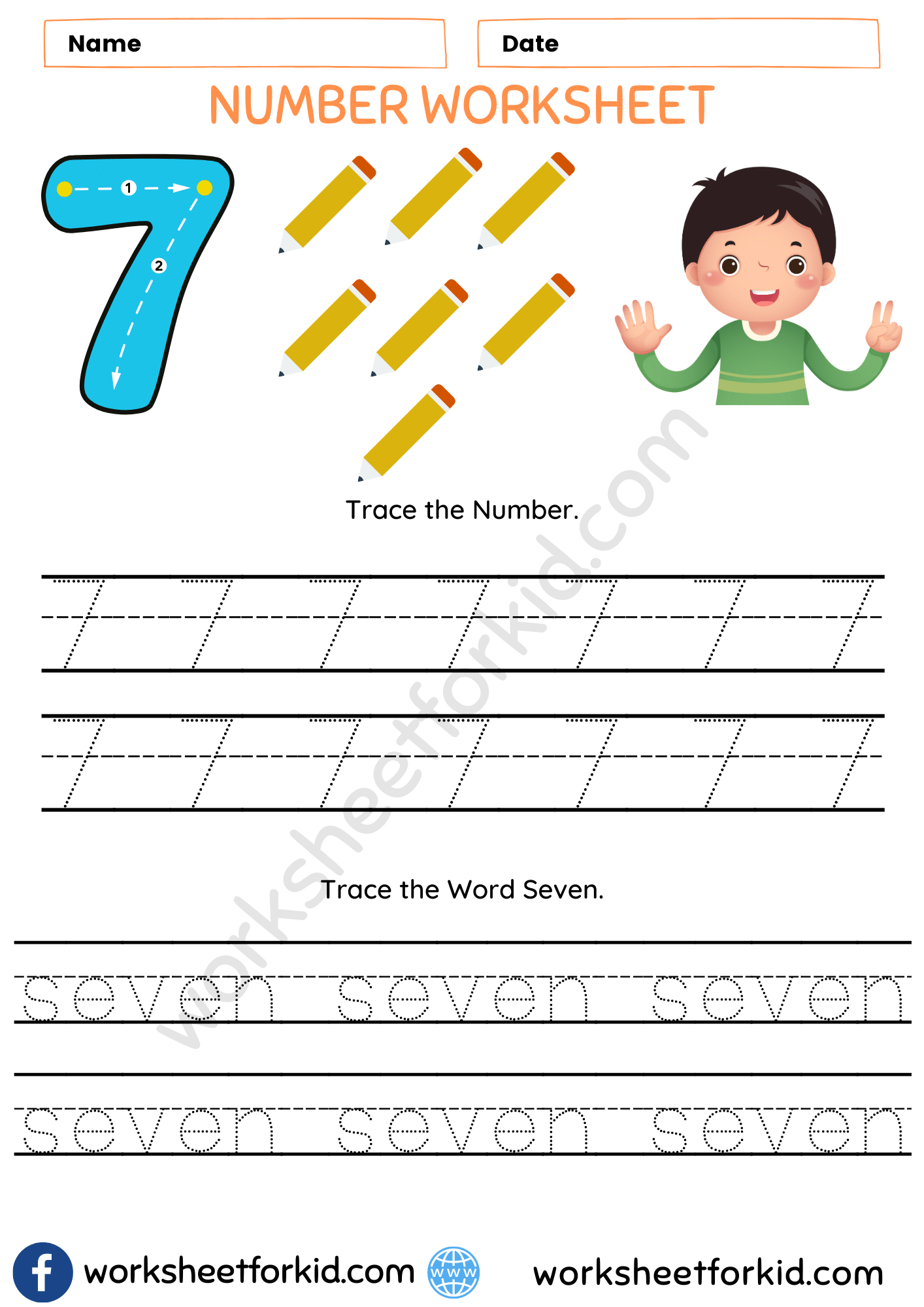 worksheet on number 7