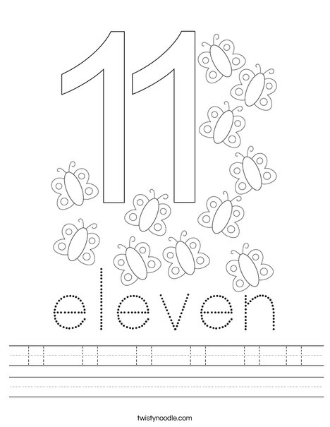 Numbers Read Count Trace Color The Number 11 Preschool Worksheets 
