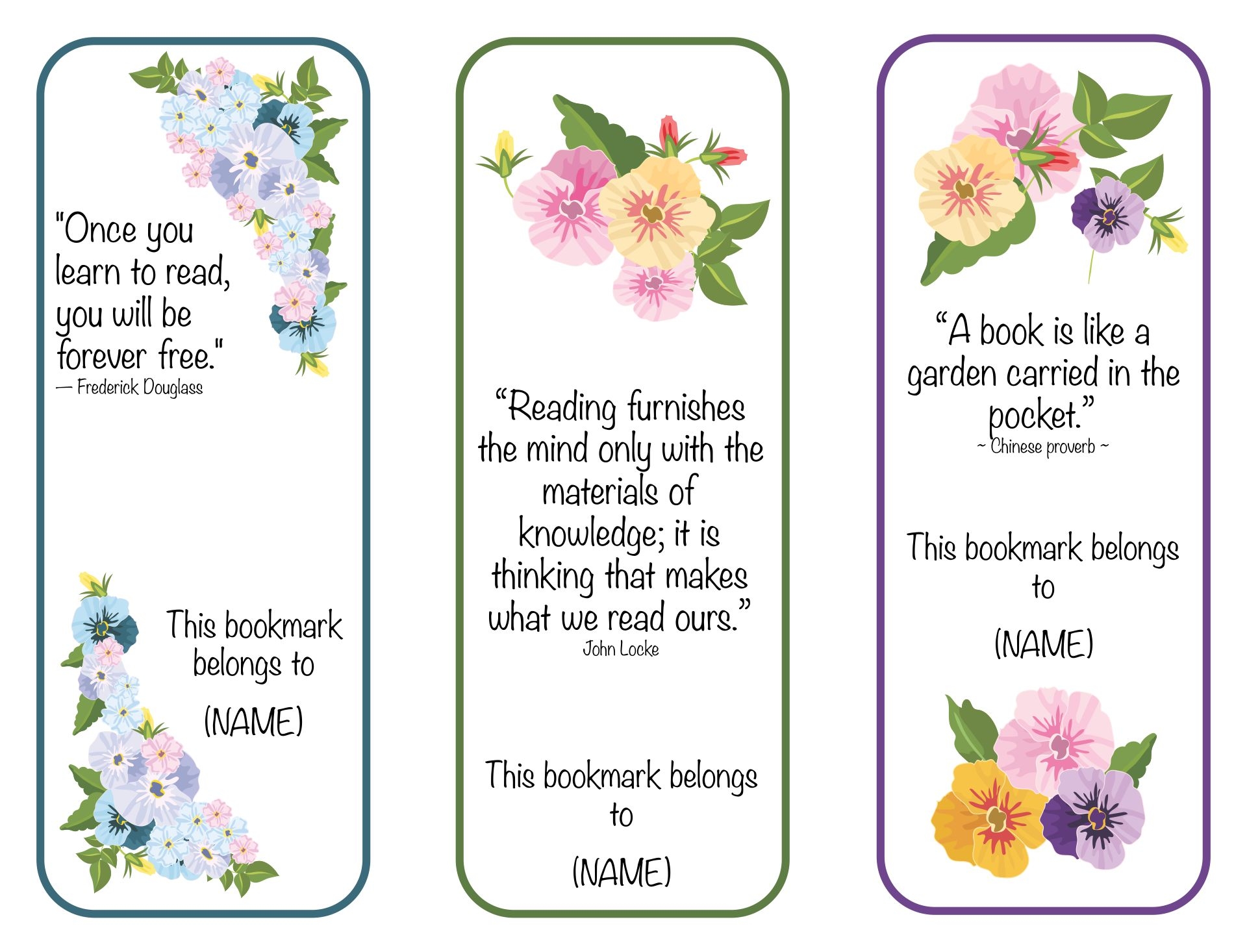 editable bookmarks free printable