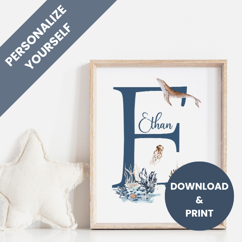 Ocean Custom Name Personalized Printable Wall Art Snuggly Jacks