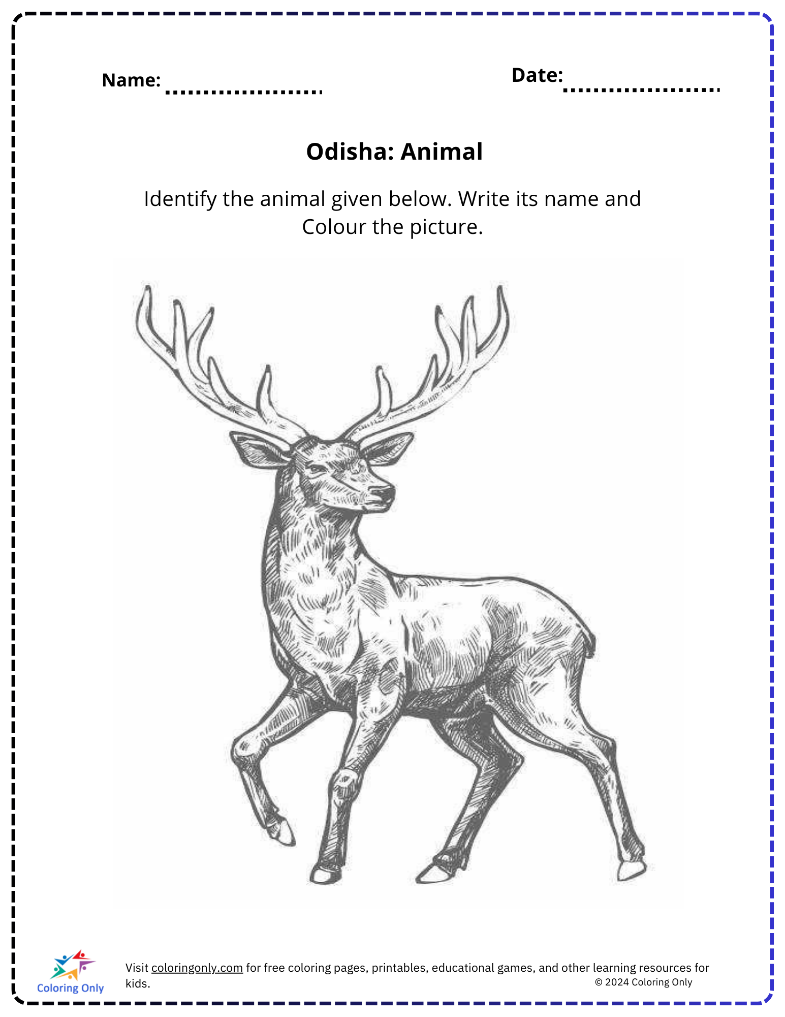 Odisha Animal Free Printable Worksheet
