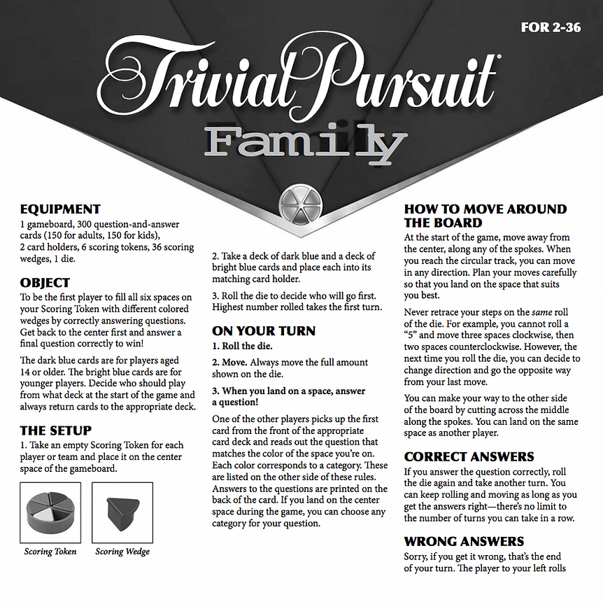 Official Trivial Pursuit Board Game Rules