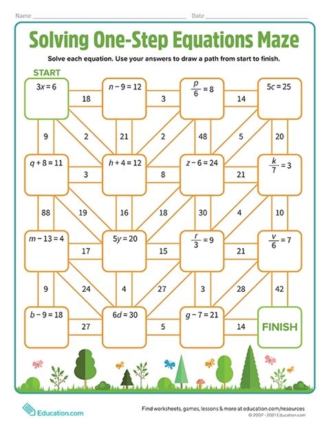 One Step Equations Puzzle Worksheet Worksheets Library