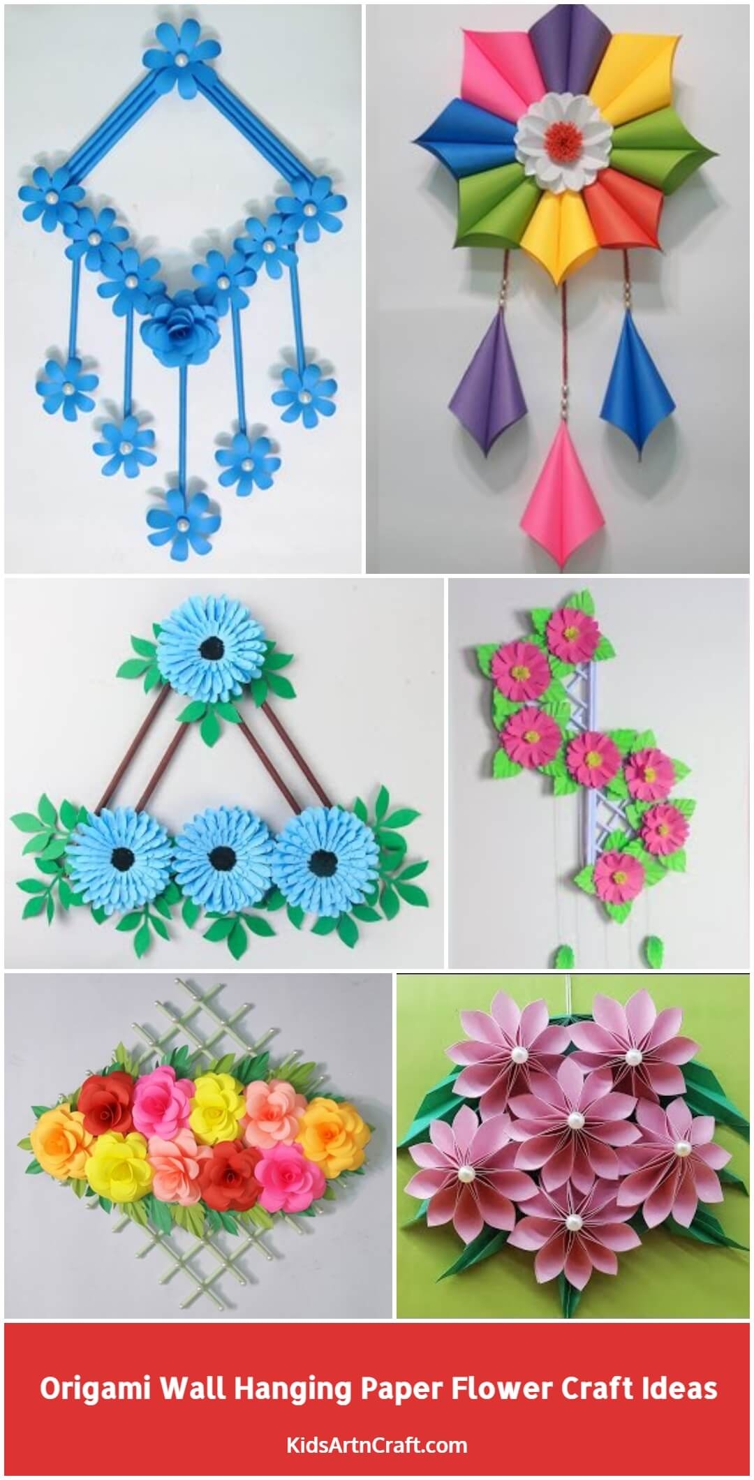 Origami Wall Hanging Paper Flower Craft Ideas Kids Art Craft