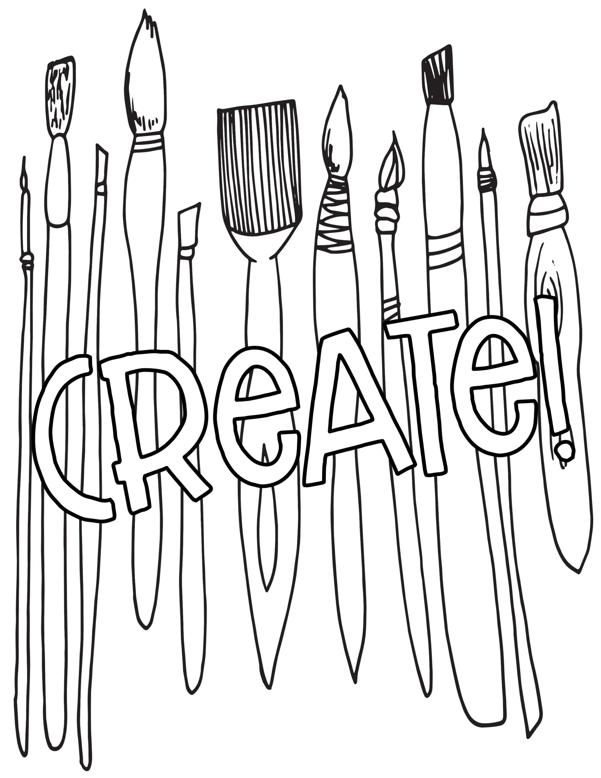 PAINT BRUSHES CREATE Free Coloring Page Stevie Doodles