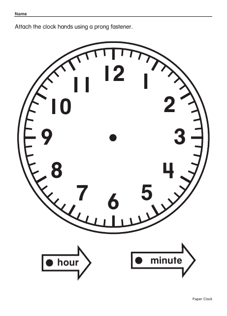Paper Clock Template With Hands Download Printable PDF Templateroller