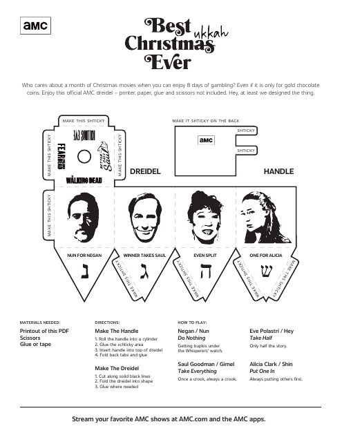Paper Dreidel Template Black And White Download Printable PDF 
