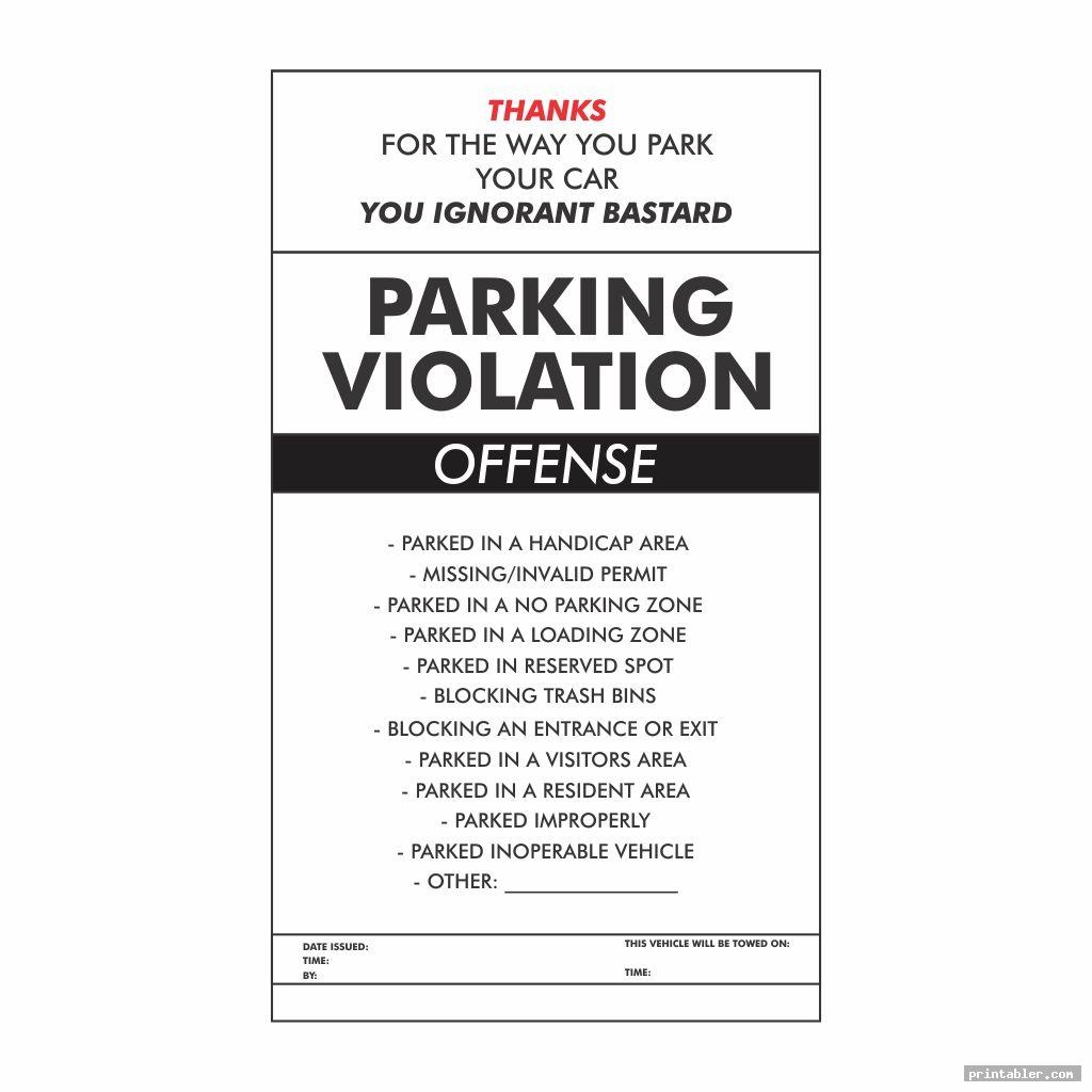 free printable parking ticket template