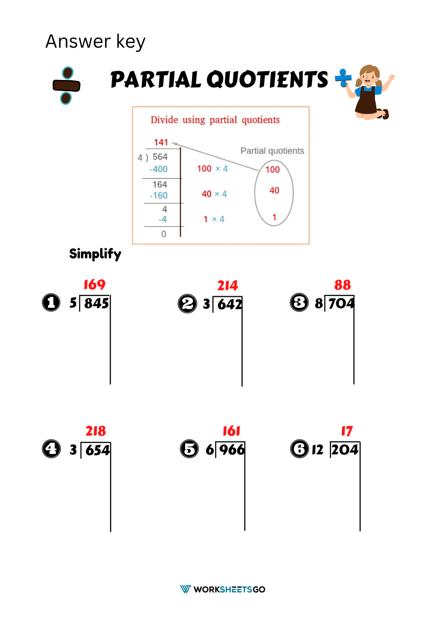 Partial Quotients Worksheets WorksheetsGO