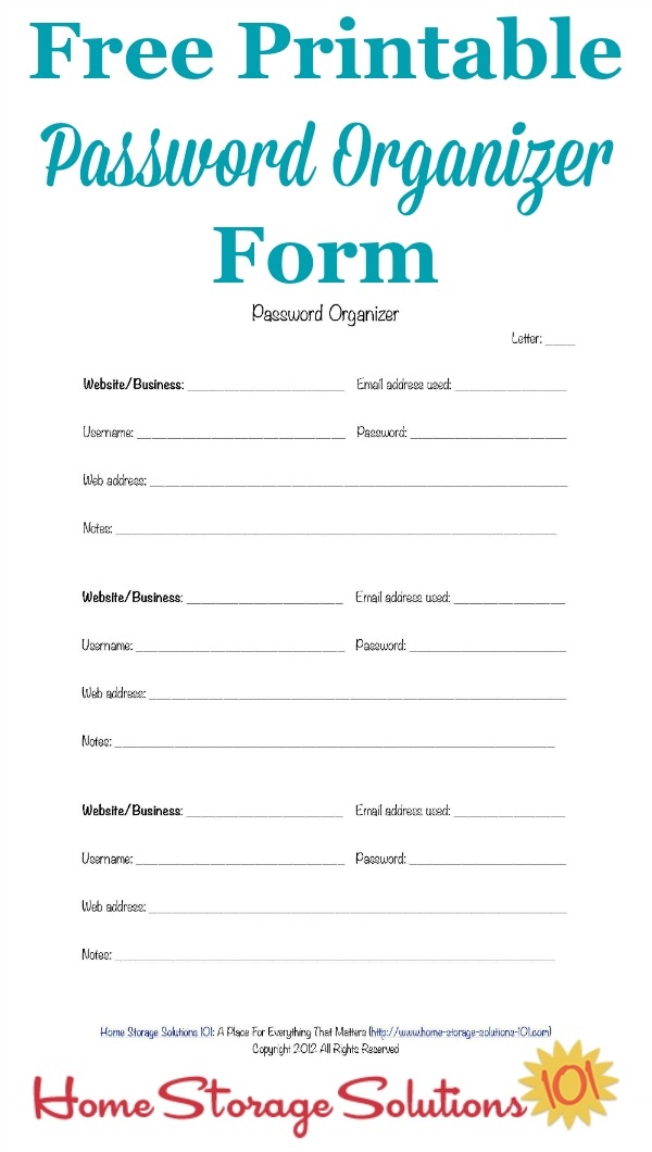 Password Form Printable Printable Forms Free Online