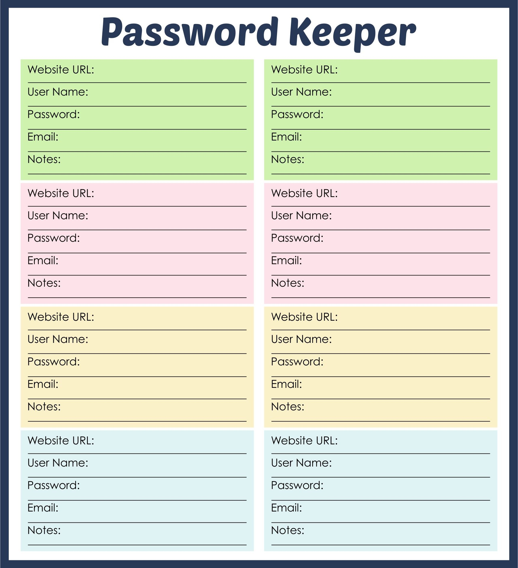 Password Log Template Printable Password Log Passwords Password Log 