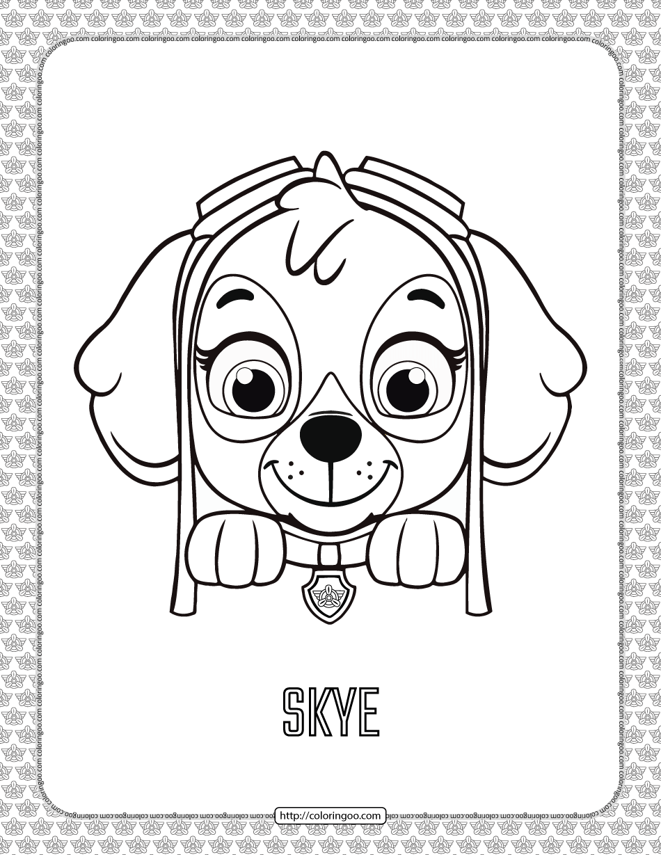 Paw Patrol Cartoon Skye Head Coloring Page