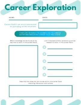 career exploration worksheets pdf