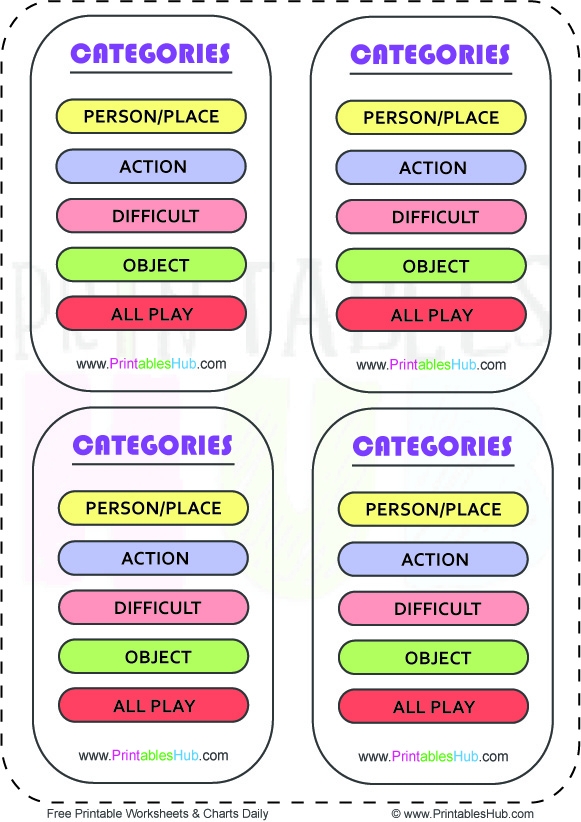 Pictionary Cards Printable Printable Calendars AT A GLANCE