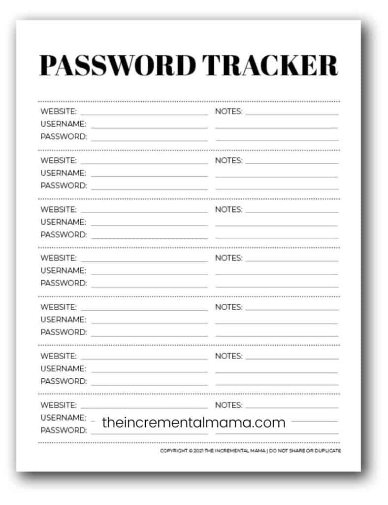 Pin On Password Tracker